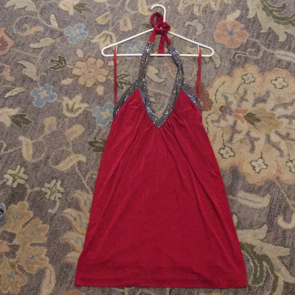 BCBG Maxazria Red Halter Dress NWOT